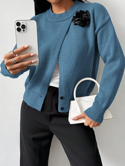 The Santa Monica Apparel™ | Polished Crewneck Button-Up Sweater