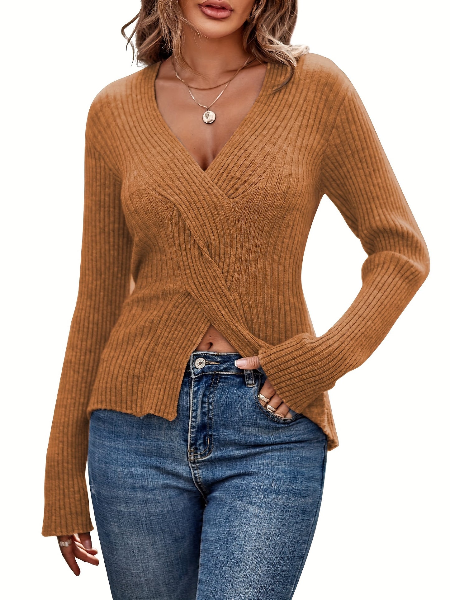 The Santa Monica Apparel™ | Y2K Cross-Detail V-Neck Pullover