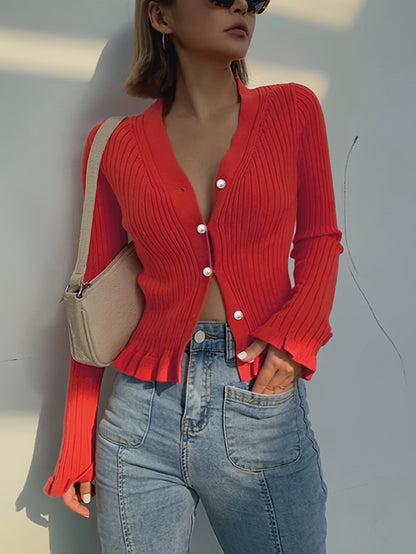 The Santa Monica Apparel™ | Elegant V-Neck Button Sweater