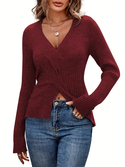 The Santa Monica Apparel™ | Y2K Cross-Detail V-Neck Pullover