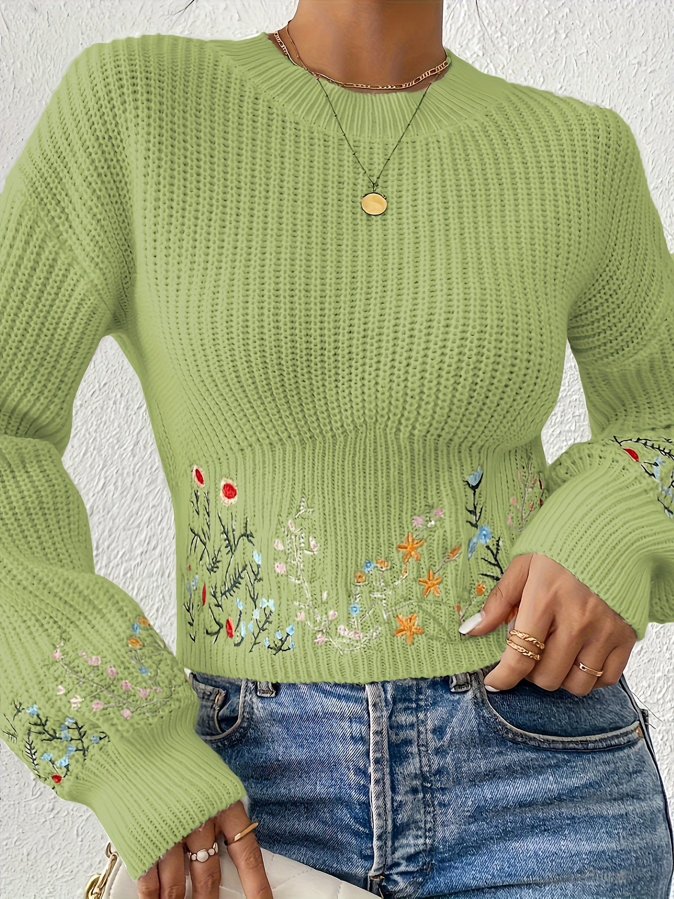 The Santa Monica Apparel™ | Ditsy Floral High-Neck Sweater