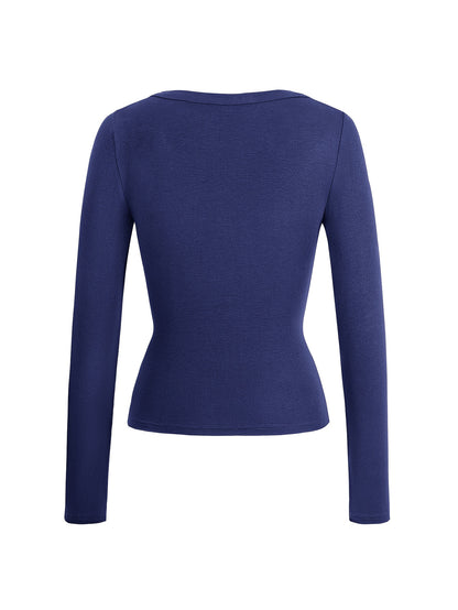 The Santa Monica Apparel™ | Sleek V-Neck Long-Sleeve Top