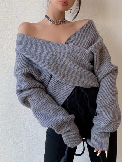 The Santa Monica Apparel™ | Elegant Retro Off-Shoulder Sweater