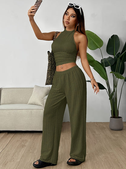 Halter Neck Top & Baggy Pants Set