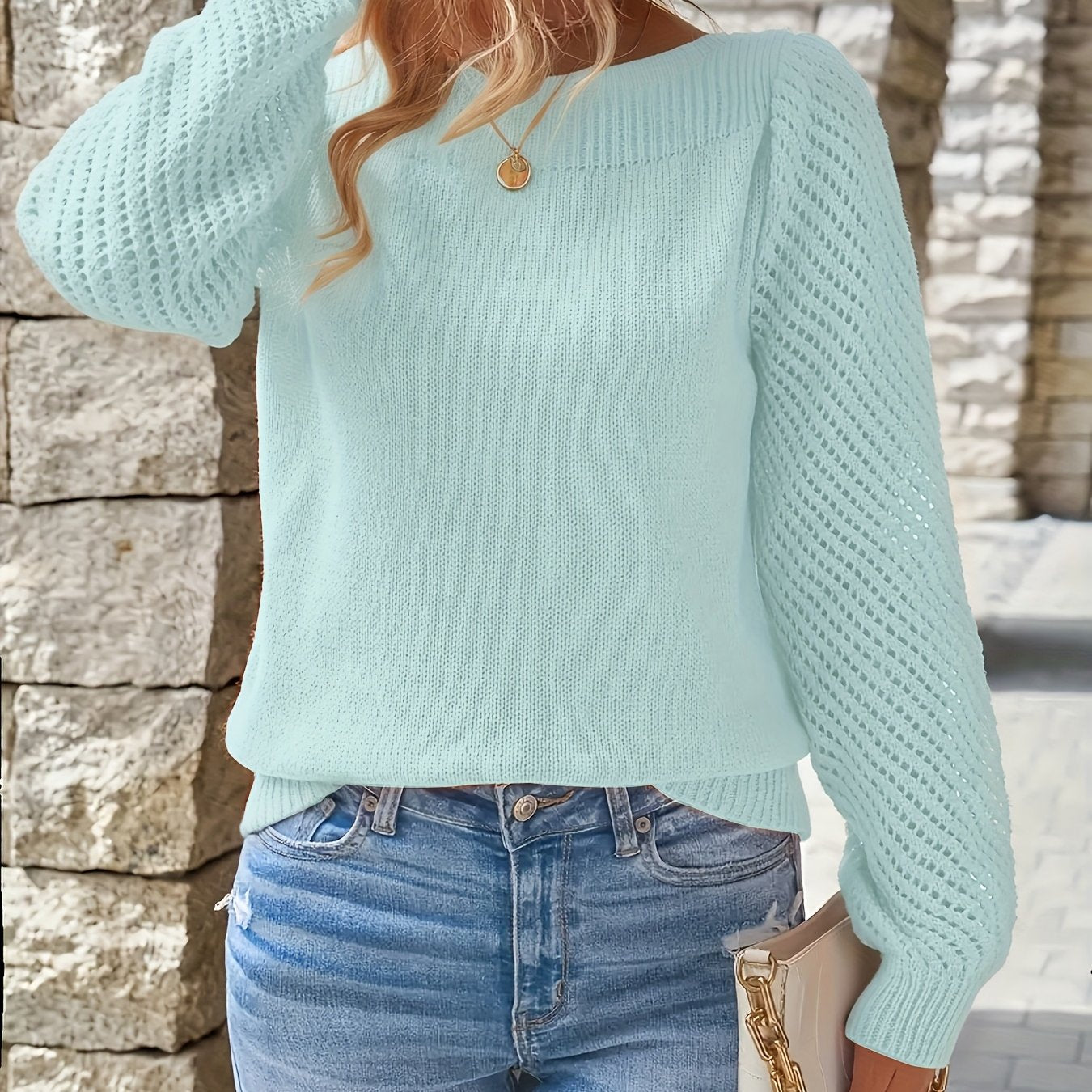 The Santa Monica Apparel™ | Lightweight Hollow-Knit Crewneck Sweater