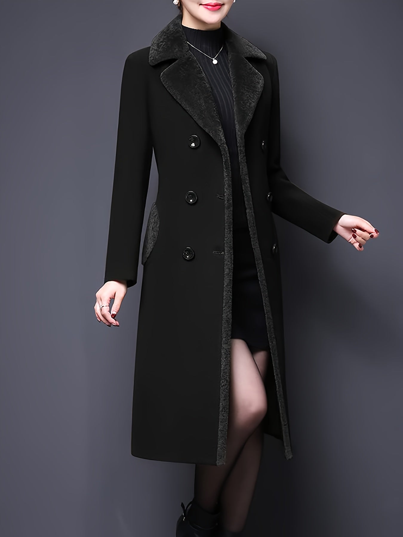 Double-Breasted Fur Coat