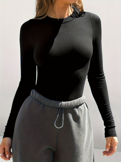 The Santa Monica Apparel™ | Sleek Stretch Crew-Neck Top