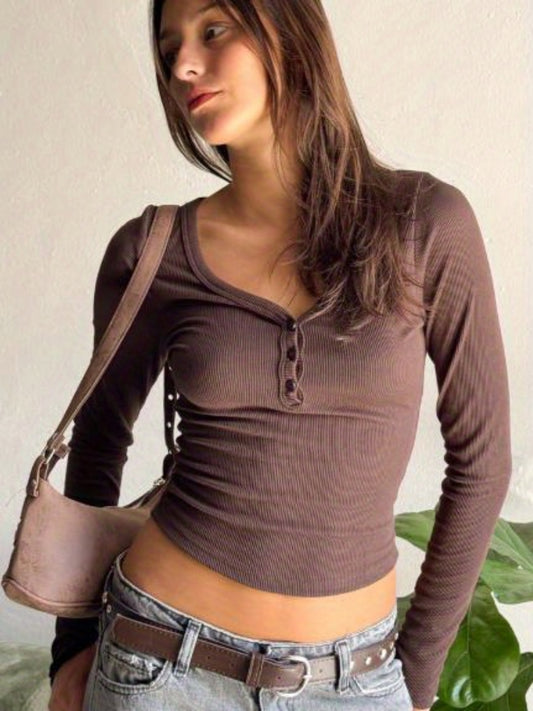 The Santa Monica Apparel™ | Button-Detail Fall Top