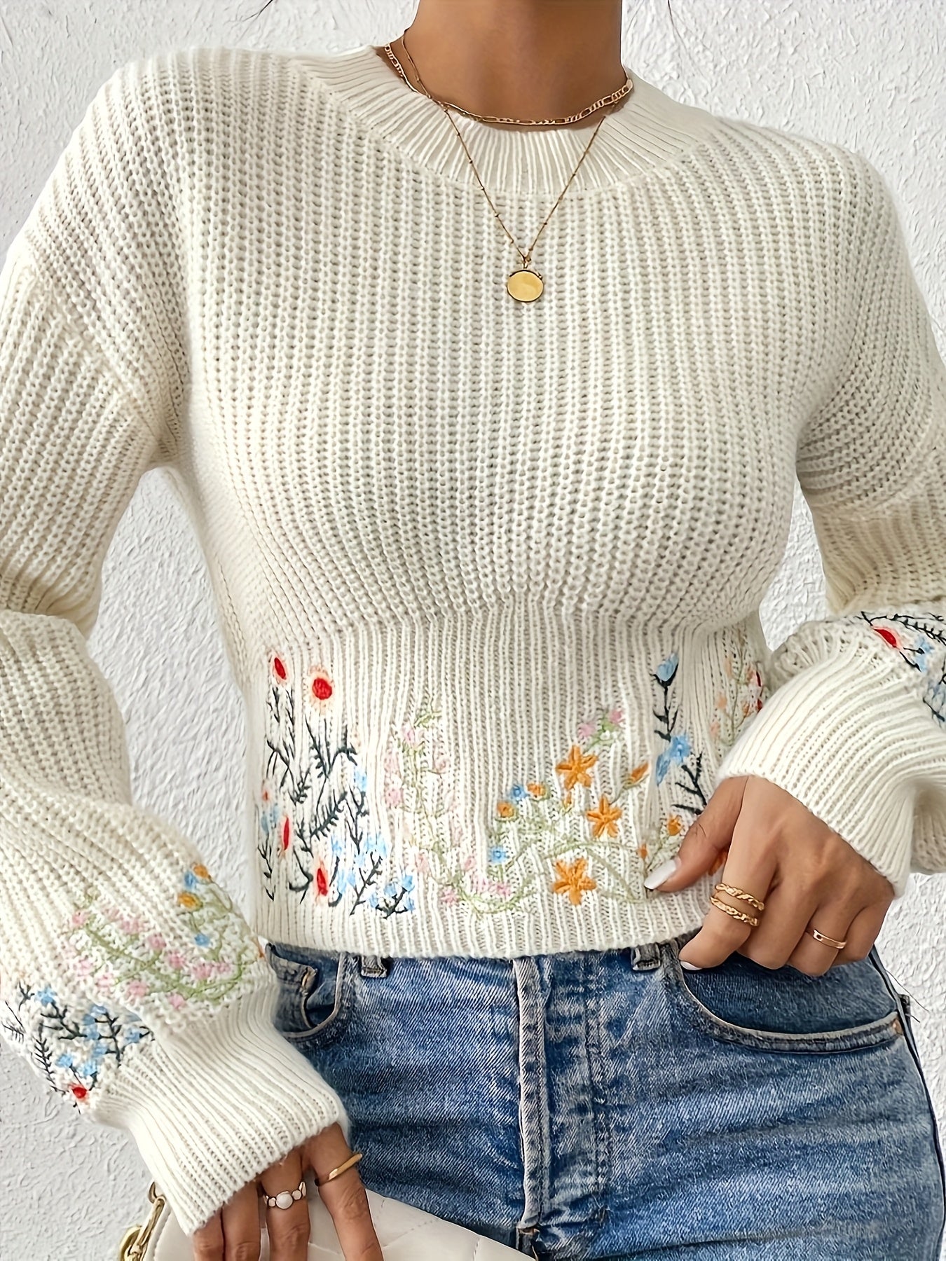 The Santa Monica Apparel™ | Ditsy Floral High-Neck Sweater