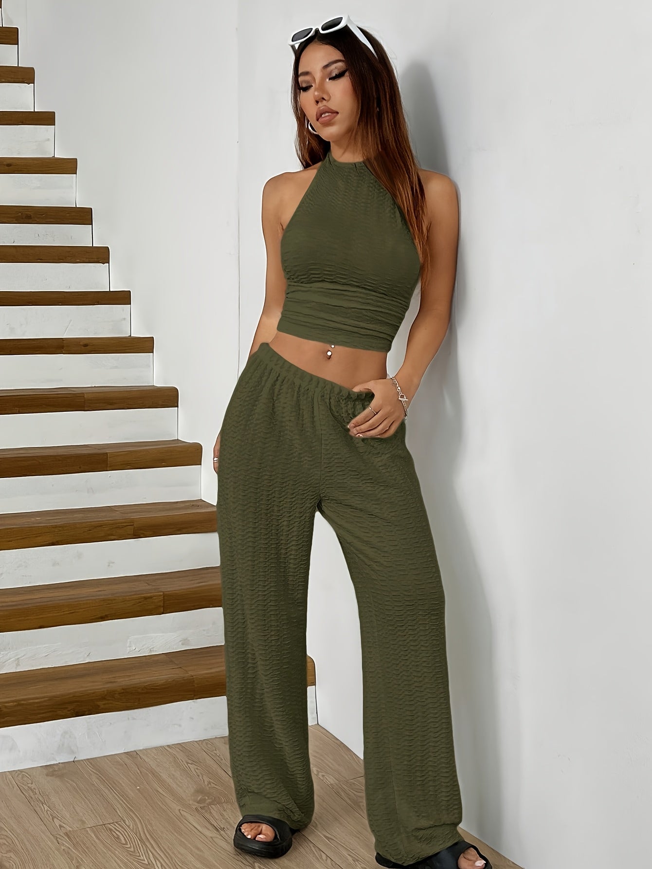 Halter Neck Top & Baggy Pants Set