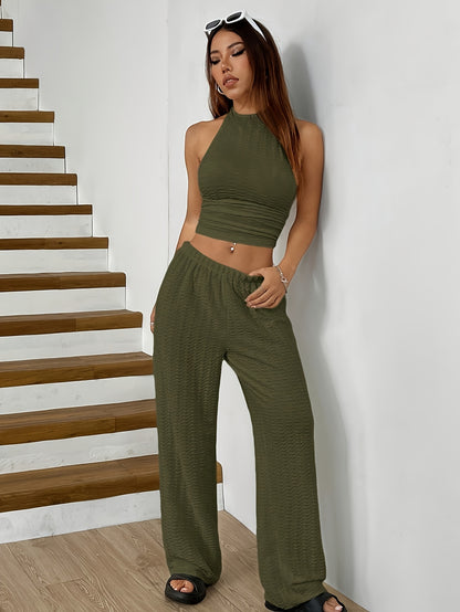 Halter Neck Top & Baggy Pants Set