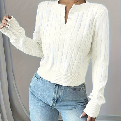 The Santa Monica Apparel™ | Elegant Notched-Collar Sweater