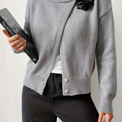 The Santa Monica Apparel™ | Polished Crewneck Button-Up Sweater