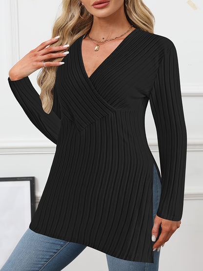 Ribbed Slit Top