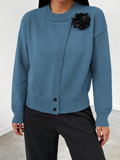 The Santa Monica Apparel™ | Polished Crewneck Button-Up Sweater