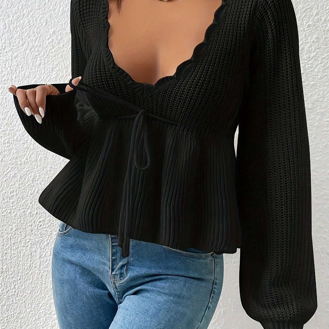 The Santa Monica Apparel™ | Drawstring V-Neck Sweater