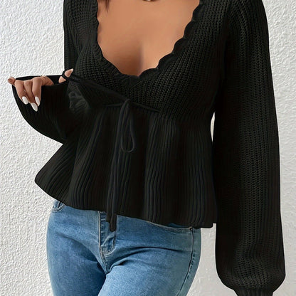 The Santa Monica Apparel™ | Drawstring V-Neck Sweater