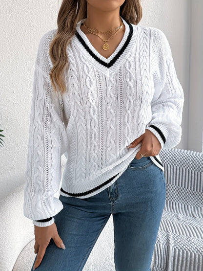 The Santa Monica Apparel™ | Striped V-Neck Sweater