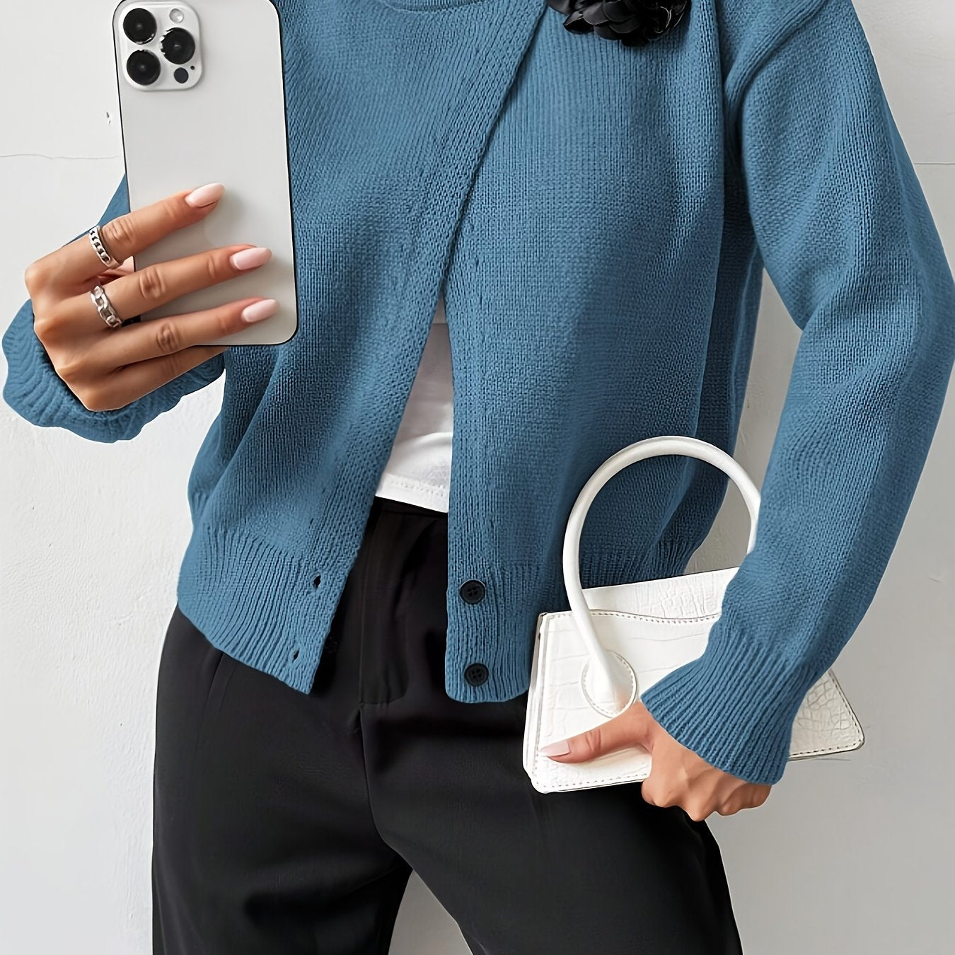 The Santa Monica Apparel™ | Polished Crewneck Button-Up Sweater