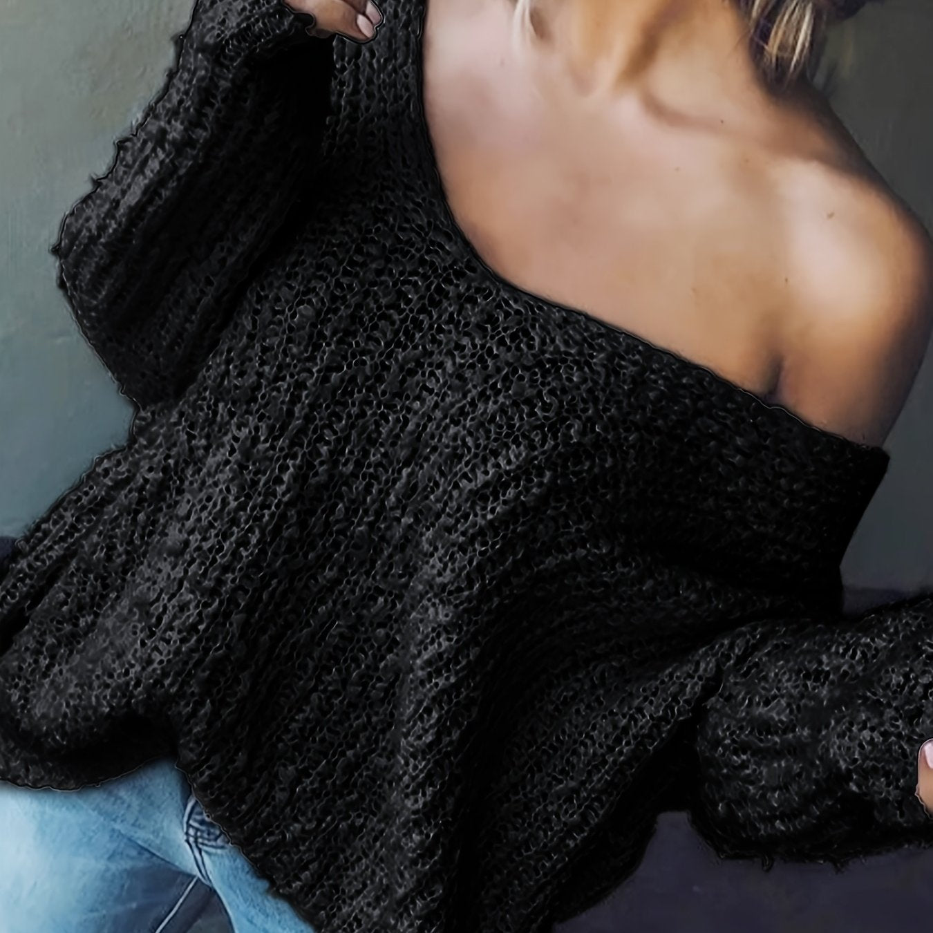 The Santa Monica Apparel™ | Strapless Hollow-Knit Sweater