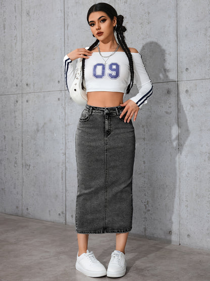High-Waist Denim Skirt