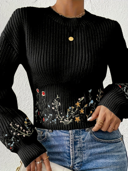 The Santa Monica Apparel™ | Ditsy Floral High-Neck Sweater