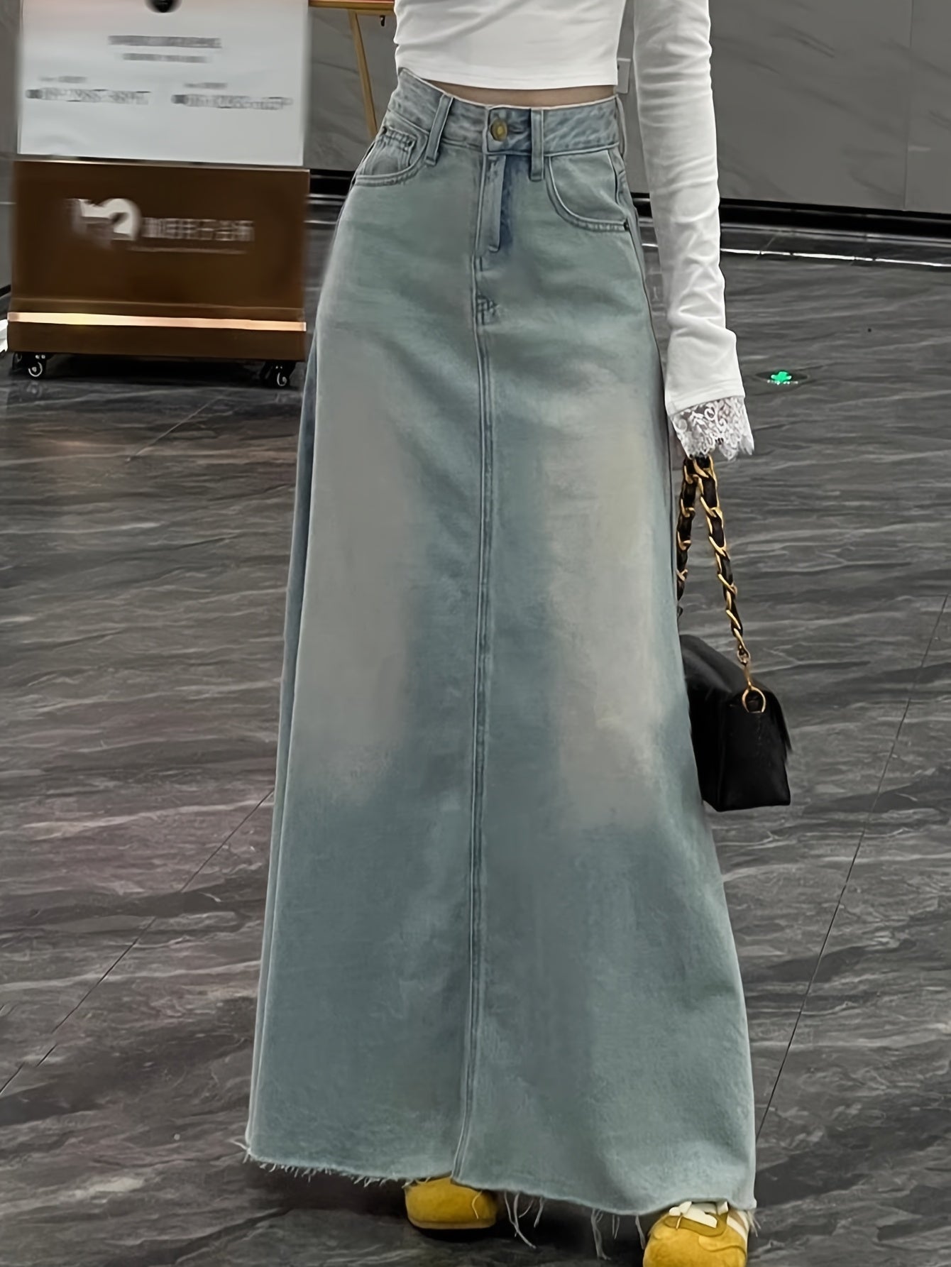 Long Denim Skirt