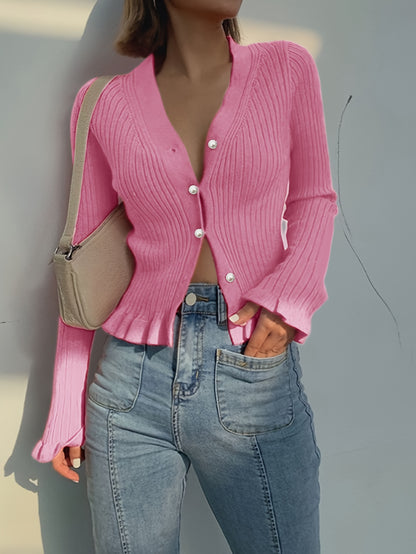 The Santa Monica Apparel™ | Elegant V-Neck Button Sweater