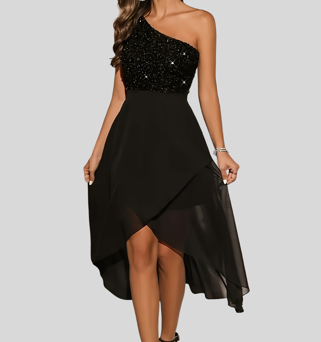 Sequin One-Shoulder Dress