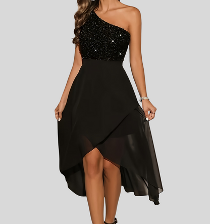 Sequin One-Shoulder Dress