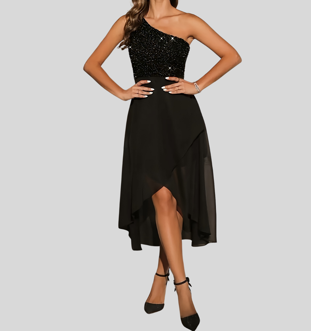 Sequin One-Shoulder Dress