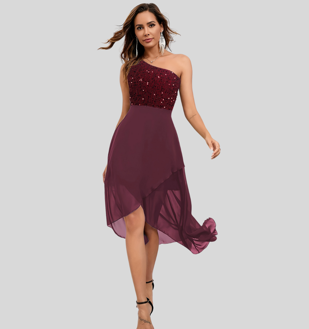 Sequin One-Shoulder Dress