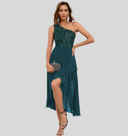 Sequin One-Shoulder Dress