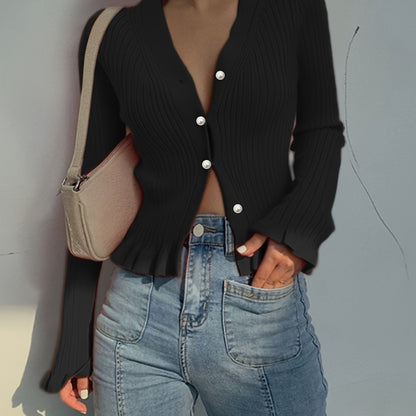 The Santa Monica Apparel™ | Elegant V-Neck Button Sweater