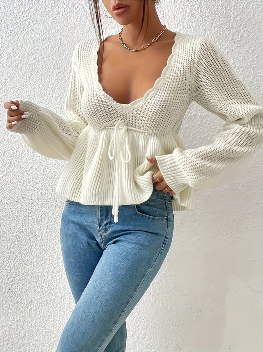 The Santa Monica Apparel™ | Drawstring V-Neck Sweater