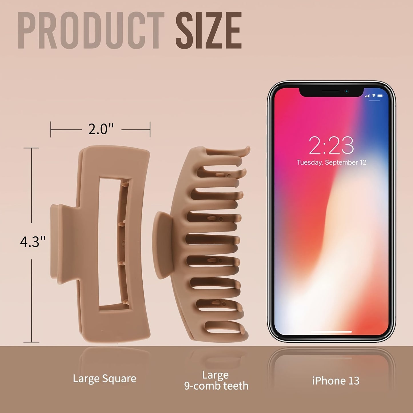 8-Pack Large Matte Hair Claw Clips