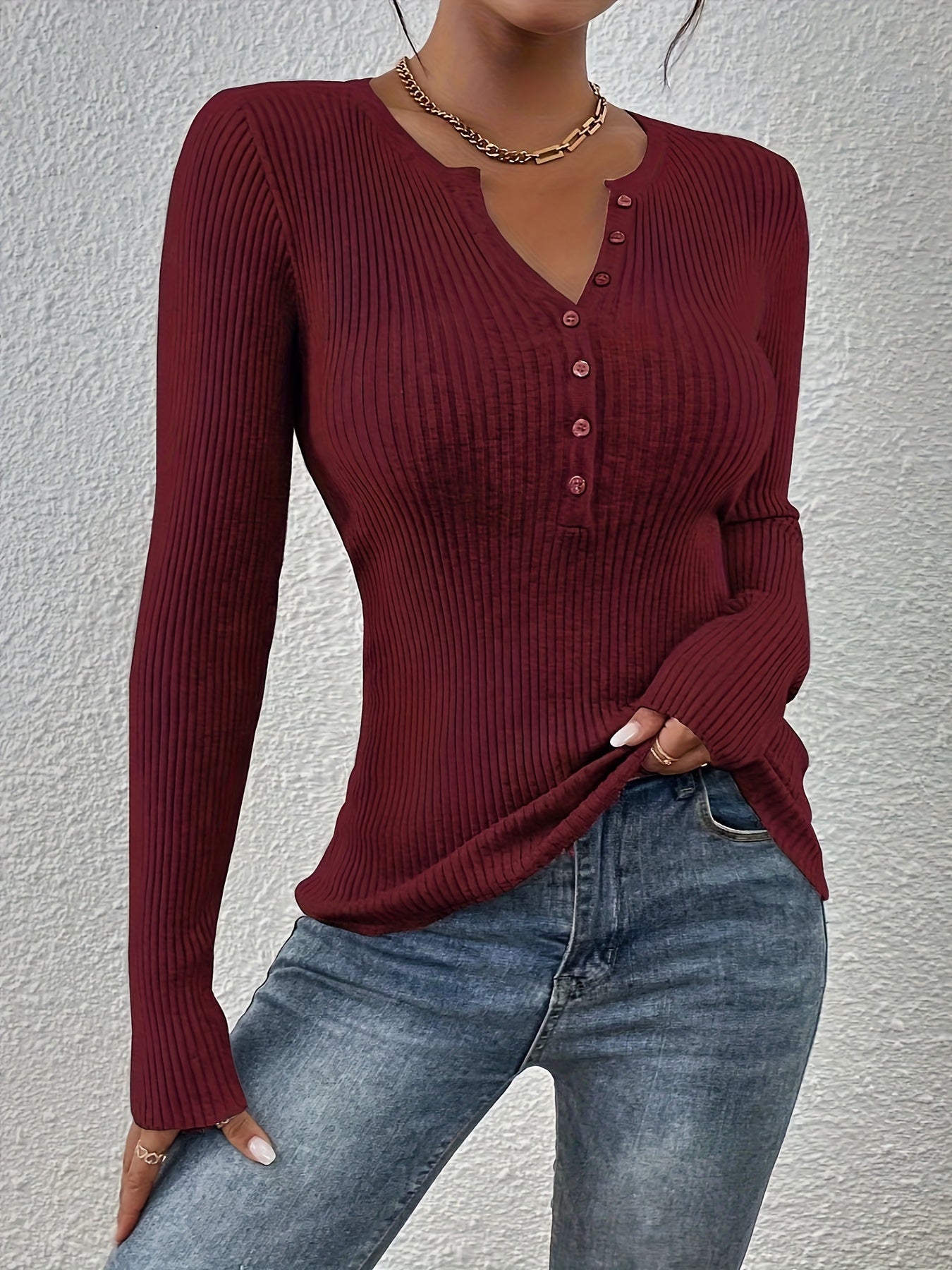 The Santa Monica Apparel™ | Elegant V-Neck Button Sweater