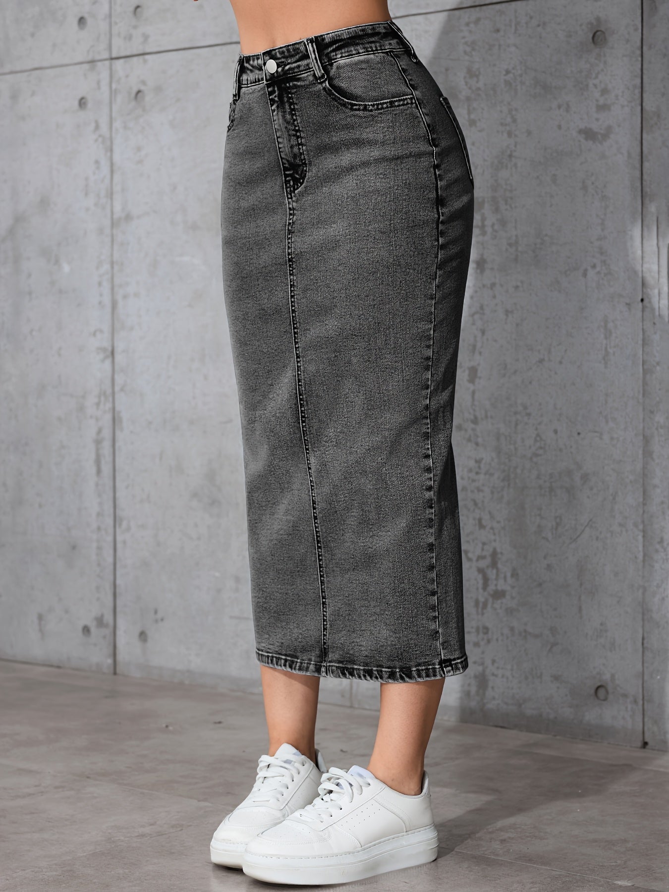 High-Waist Denim Skirt