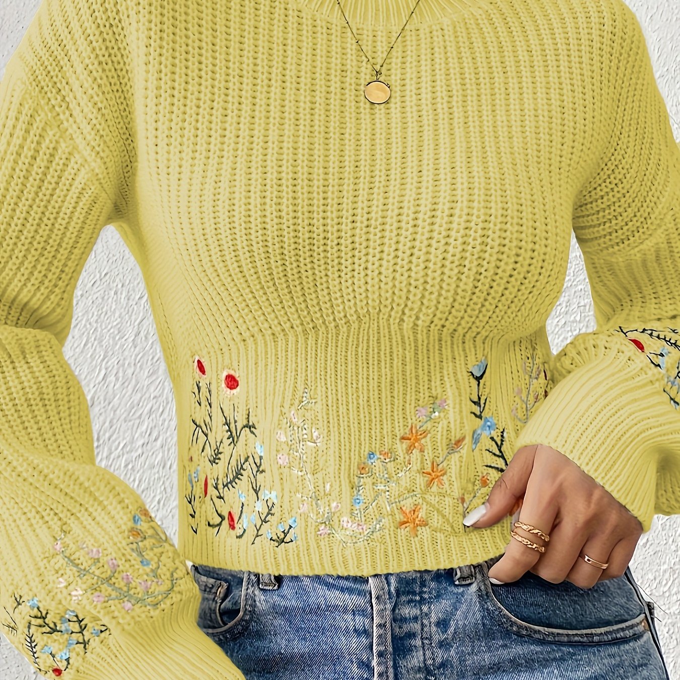 The Santa Monica Apparel™ | Ditsy Floral High-Neck Sweater