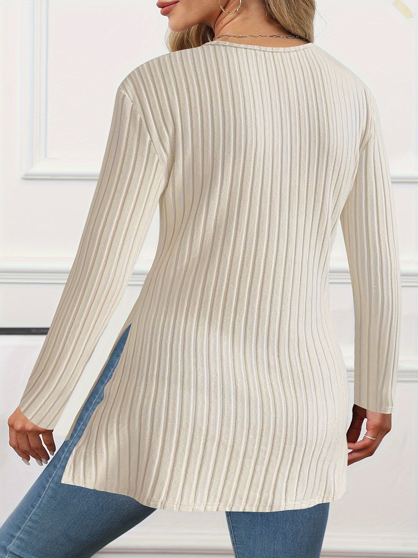 Ribbed Slit Top