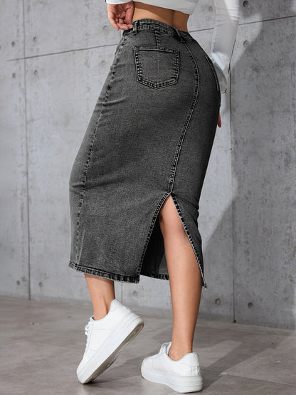 High-Waist Denim Skirt