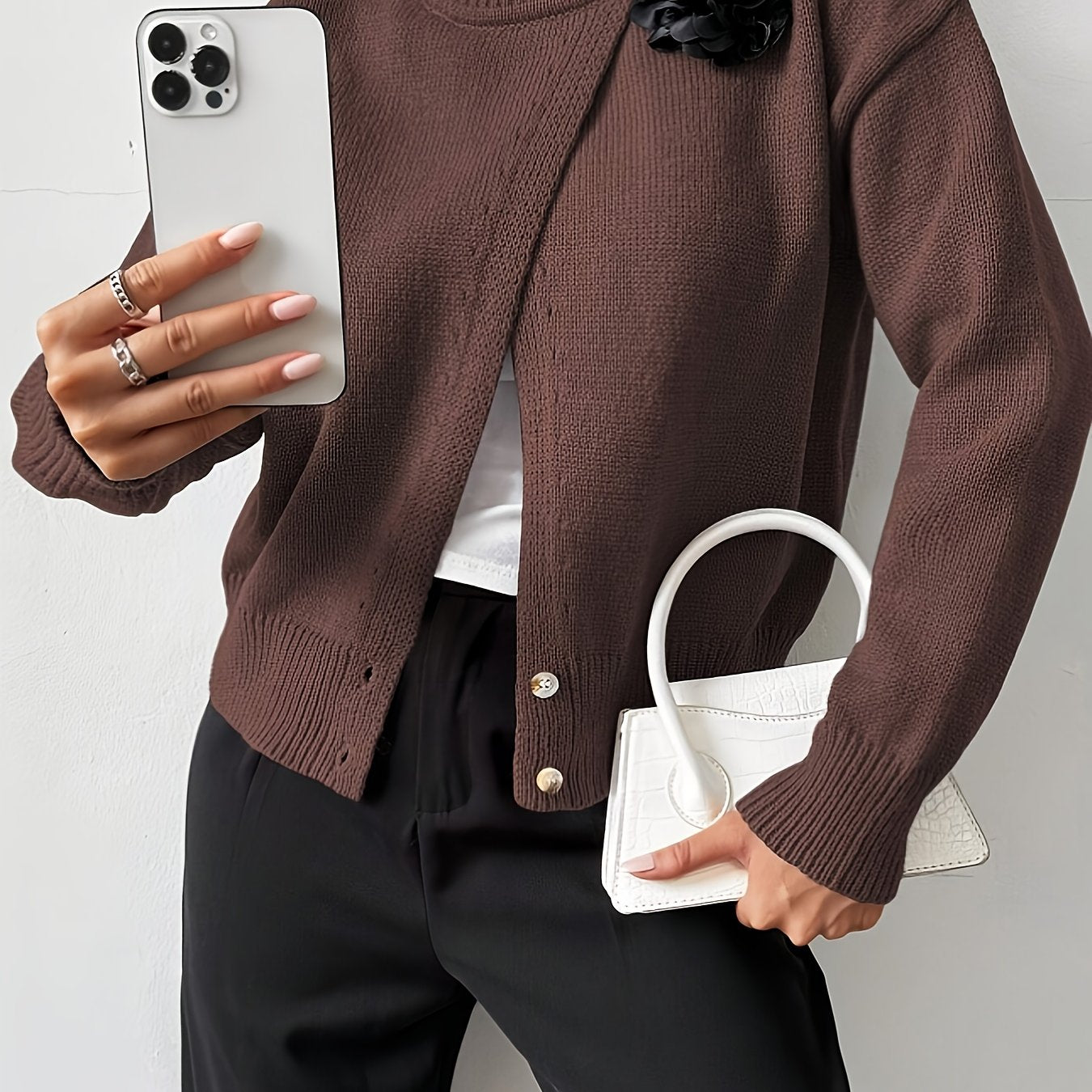 The Santa Monica Apparel™ | Polished Crewneck Button-Up Sweater