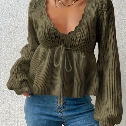 The Santa Monica Apparel™ | Drawstring V-Neck Sweater