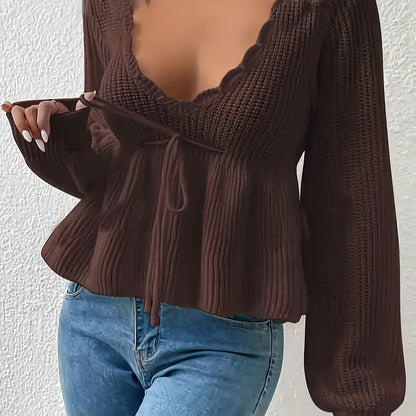 The Santa Monica Apparel™ | Drawstring V-Neck Sweater