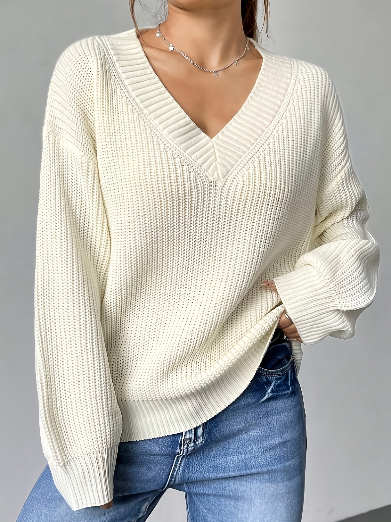 The Santa Monica Apparel™ | Elegant Deep V-Neck Sweater