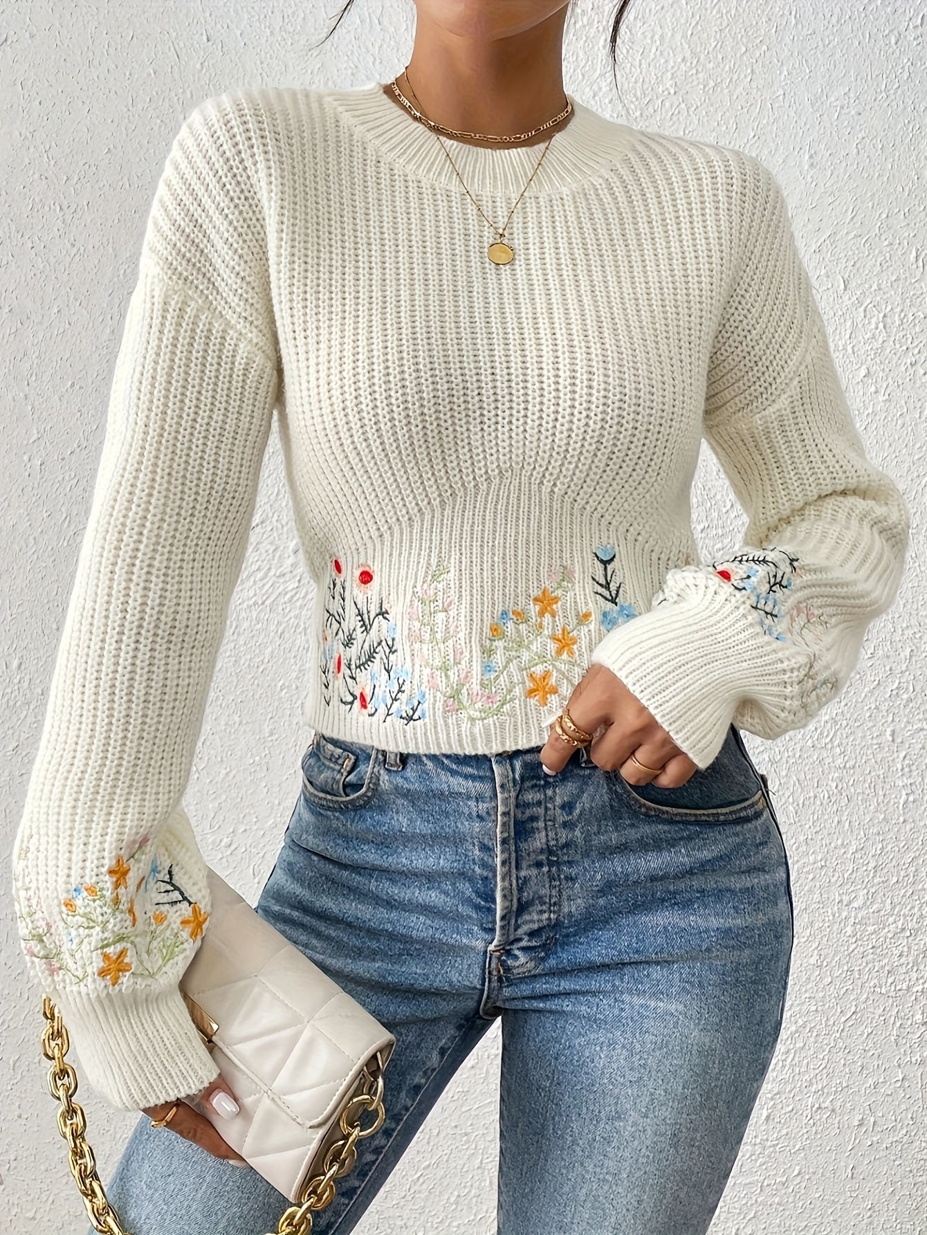 The Santa Monica Apparel™ | Ditsy Floral High-Neck Sweater