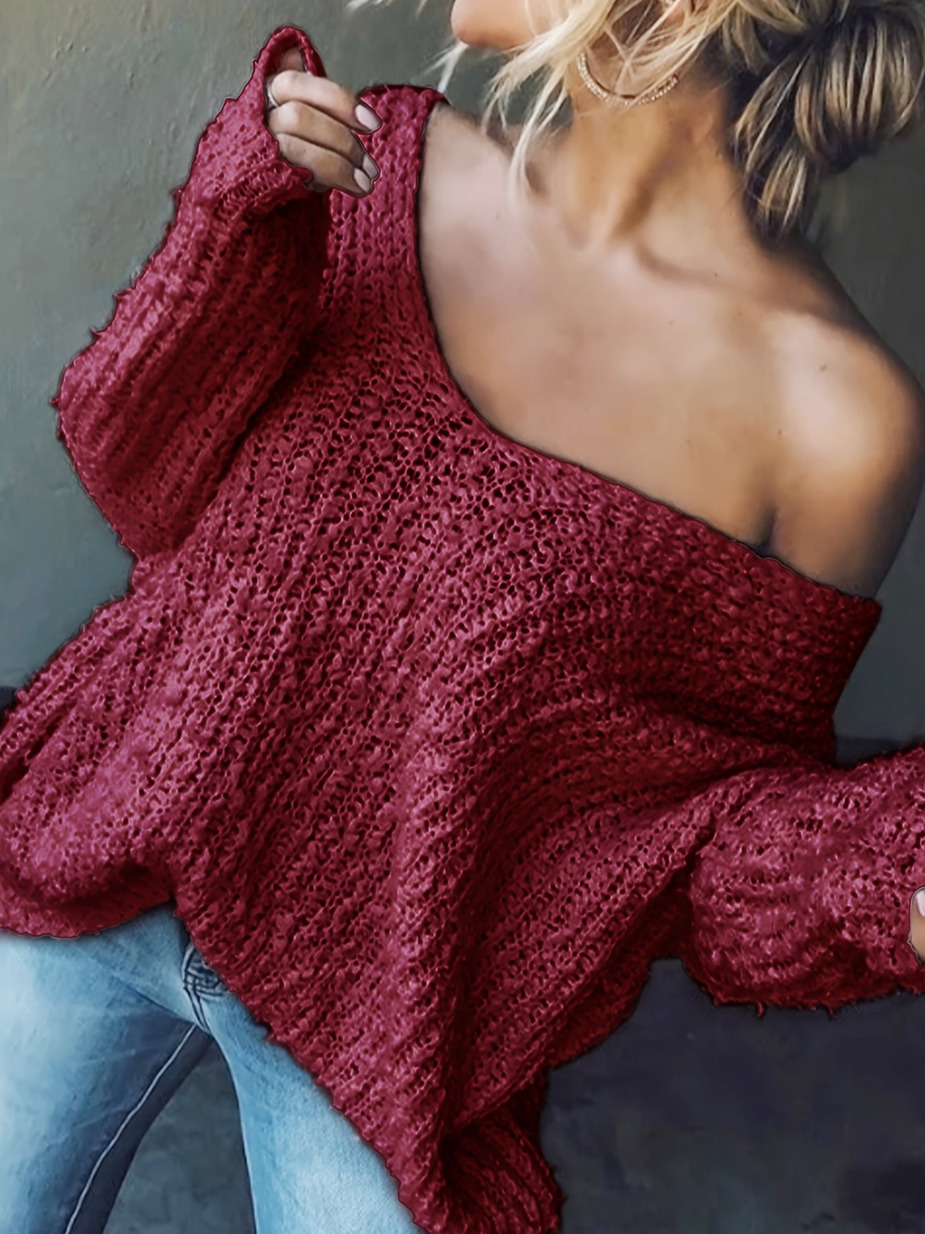 The Santa Monica Apparel™ | Strapless Hollow-Knit Sweater