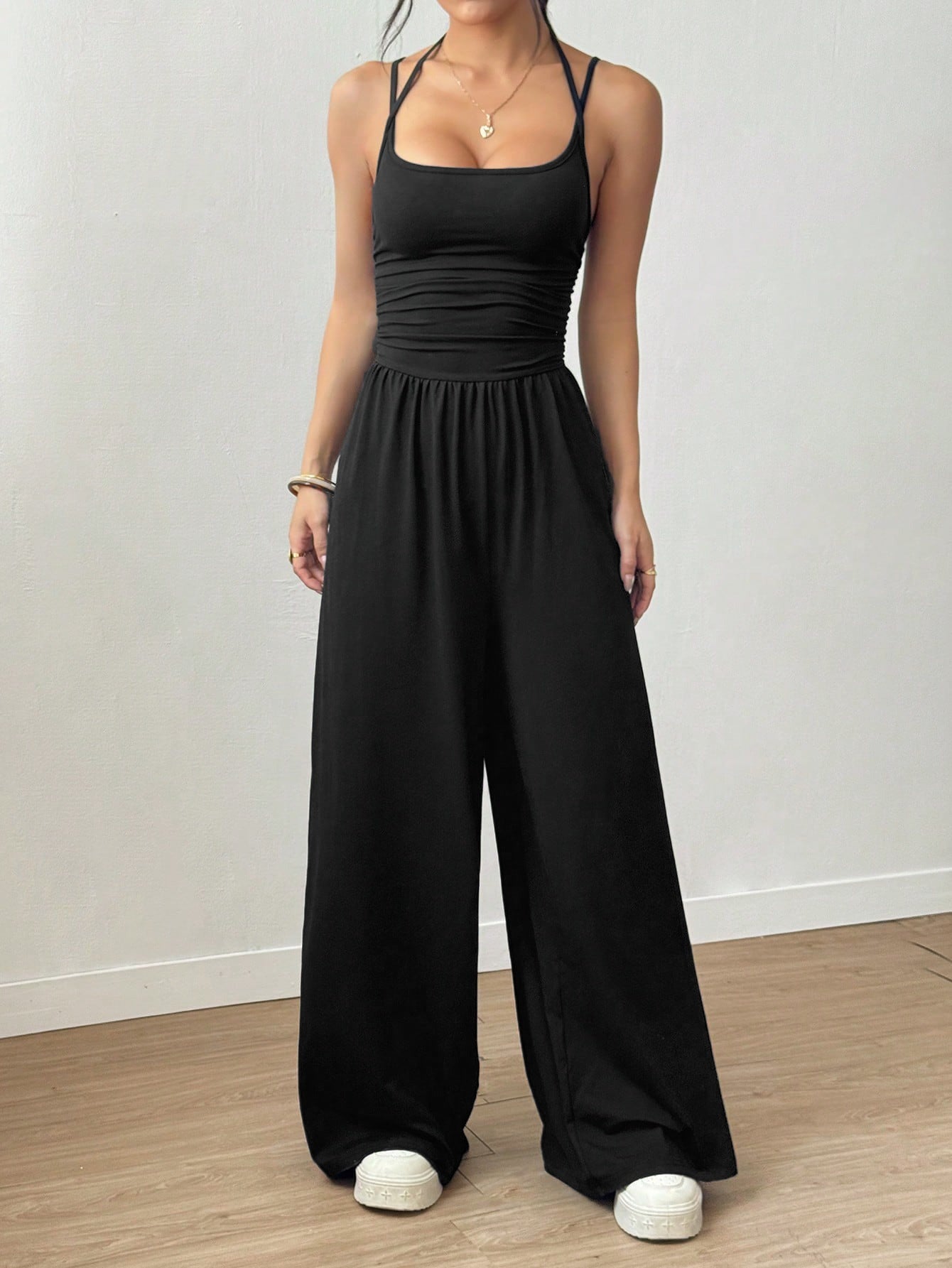 Off-Shoulder Ruched Jumpsuit