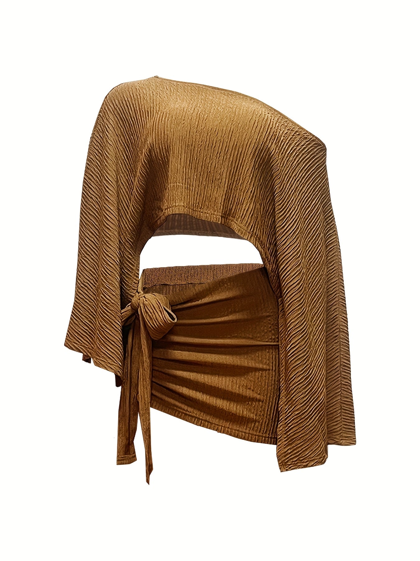 Off-Shoulder Top & Belted Skirt Set