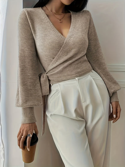 Asymmetric V-Neck Sweater